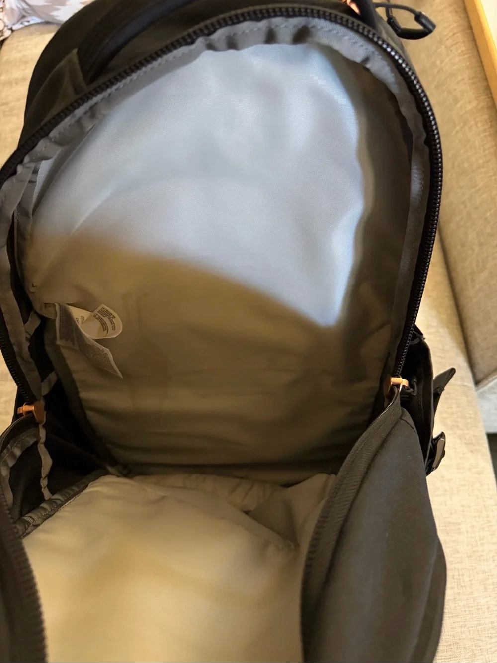 The North Face Black Backpack with Tan Logo Accent - Picture 2 of 6